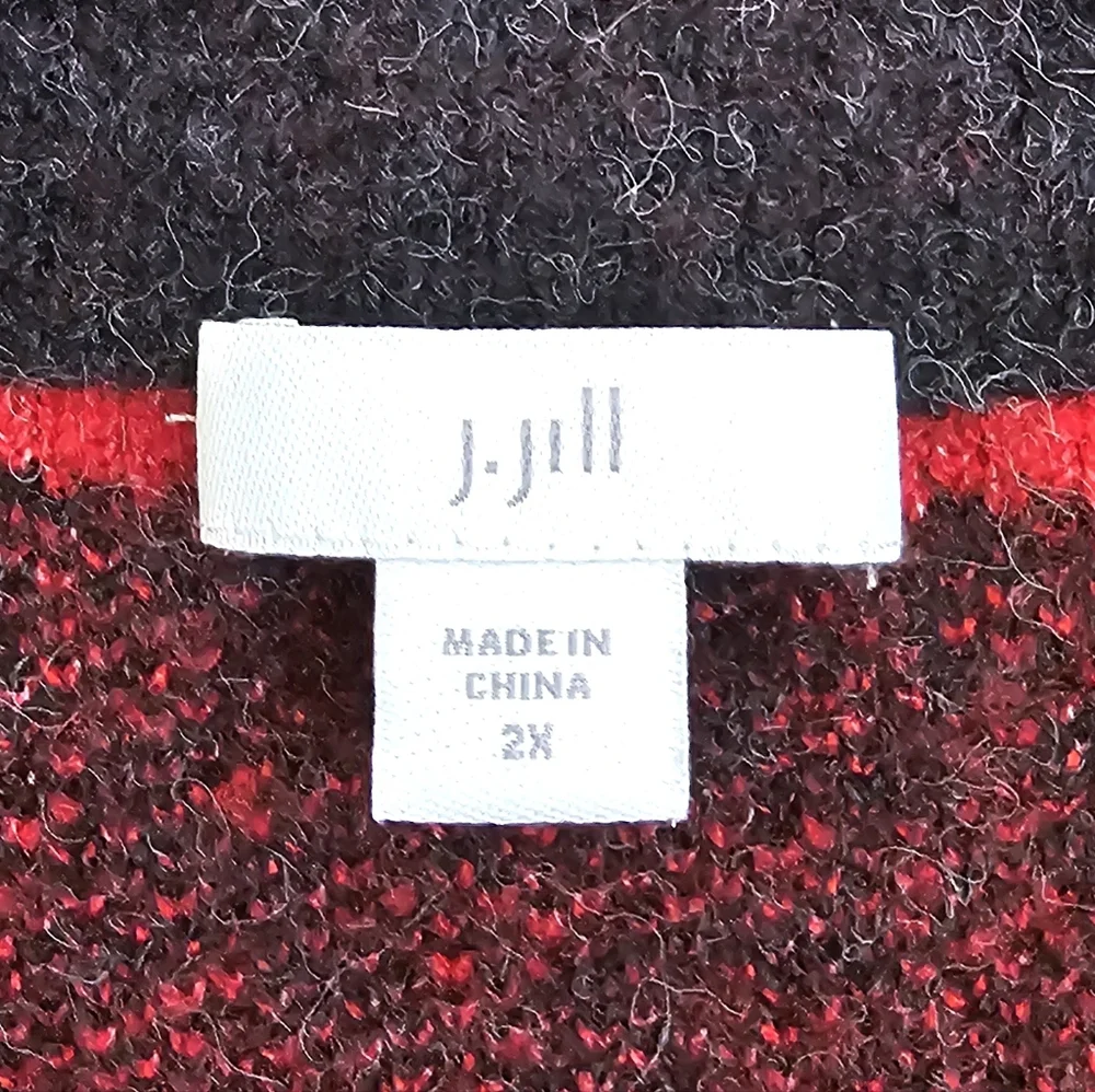 J. JILL Womens Red & Black Buffalo Plaid Wool Blend Button Up Cardigan - 2X - Picture 6 of 6